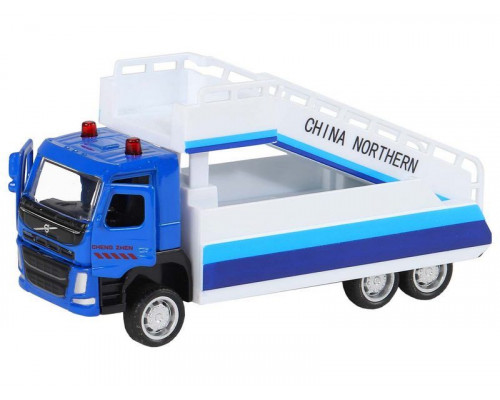 Машина АВТОПАНОРАМА VOLVO FM Пассажирский трап, синий, 1/72, инерция, в/к 17,5*13*6,5 см