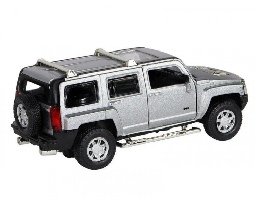 Машина АВТОПАНОРАМА Hummer H3, серебряный, 1/32, свет, звук, инерция, в/к 17,5*13,5*9 см