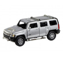 Машина "АВТОПАНОРАМА" Hummer H3, серебряный, 1/32, свет, звук, инерция, в/к 17,5*13,5*9 см