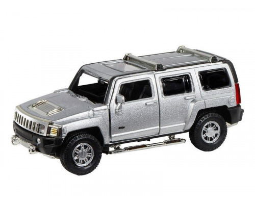 Машина АВТОПАНОРАМА Hummer H3, серебряный, 1/32, свет, звук, инерция, в/к 17,5*13,5*9 см