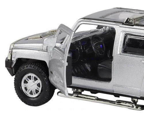 Машина АВТОПАНОРАМА Hummer H3, серебряный, 1/32, свет, звук, инерция, в/к 17,5*13,5*9 см