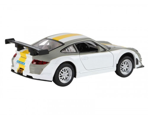 Машина АВТОПАНОРАМА Porsche 911 GT3 RSR, серебряный, 1/32, свет, звук, инерция, в/к 17,5*13,5*9см