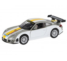 Машина "АВТОПАНОРАМА" Porsche 911 GT3 RSR, серебряный, 1/32, свет, звук, инерция, в/к 17,5*13,5*9см