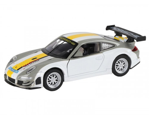 Машина АВТОПАНОРАМА Porsche 911 GT3 RSR, серебряный, 1/32, свет, звук, инерция, в/к 17,5*13,5*9см