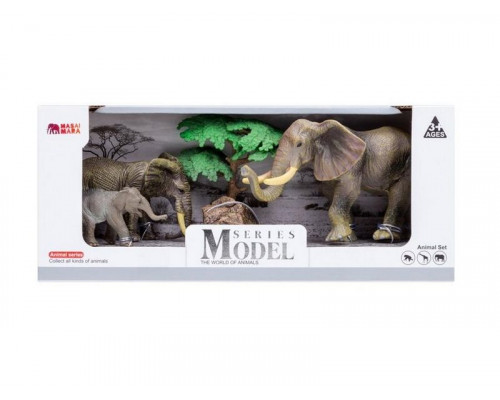 Набор фигурок животных MASAI MARA MM201-010 серии Мир диких животных: Семья слонов, 5 пр.