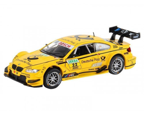 Машина АВТОПАНОРАМА BMW M3 DTM, желтый, 1/32, свет, звук, инерция, в/к 17,5*13,5*9 см