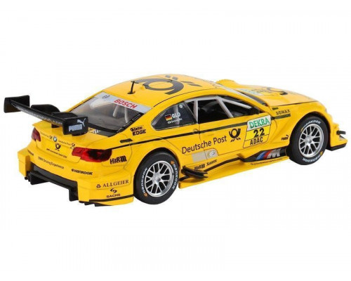 Машина АВТОПАНОРАМА BMW M3 DTM, желтый, 1/32, свет, звук, инерция, в/к 17,5*13,5*9 см