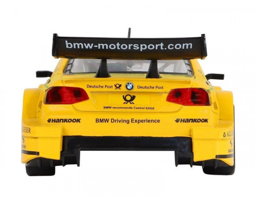 Машина АВТОПАНОРАМА BMW M3 DTM, желтый, 1/32, свет, звук, инерция, в/к 17,5*13,5*9 см