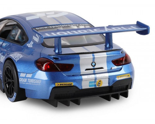 Машина АВТОПАНОРАМА BMW M6 GT3, синий, 1/24, свет, звук, в/к 24,5*12,5*10,5 см