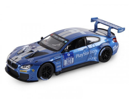 Машина АВТОПАНОРАМА BMW M6 GT3, синий, 1/24, свет, звук, в/к 24,5*12,5*10,5 см