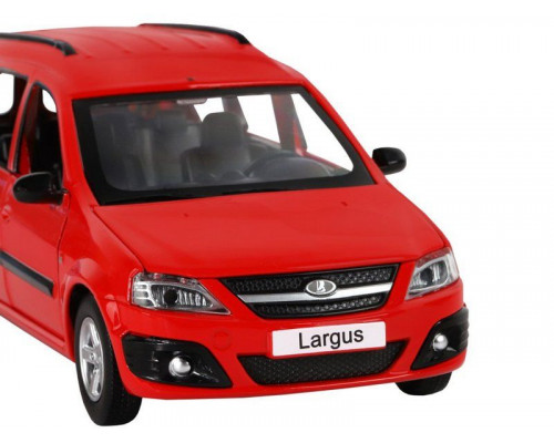 Машина АВТОПАНОРАМА LADA LARGUS, красный, 1/24, свет, звук, инерция, в/к 24,5*12,5*10,5 см