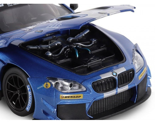 Машина АВТОПАНОРАМА BMW M6 GT3, синий, 1/24, свет, звук, в/к 24,5*12,5*10,5 см