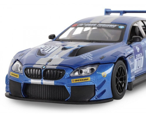 Машина АВТОПАНОРАМА BMW M6 GT3, синий, 1/24, свет, звук, в/к 24,5*12,5*10,5 см