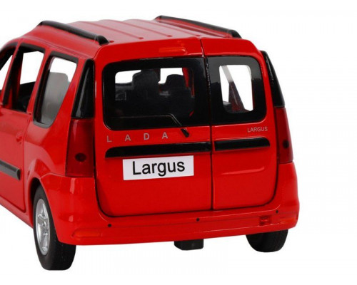 Машина АВТОПАНОРАМА LADA LARGUS, красный, 1/24, свет, звук, инерция, в/к 24,5*12,5*10,5 см