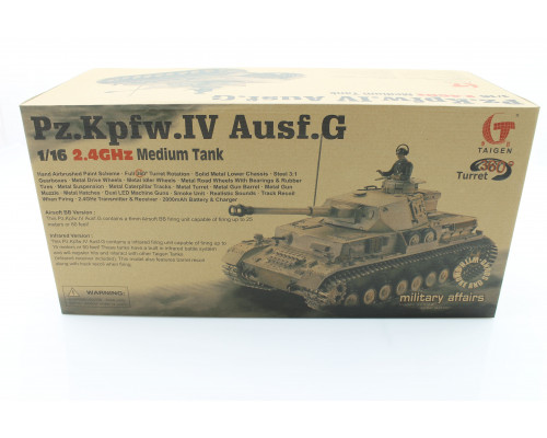 Р/У танк Taigen 1/16 Panzerkampfwagen IV Ausf.F2.Sd.Kfz (для ИК танкового боя) (Германия) 2.4G RTR