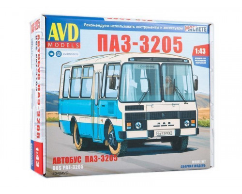 Сборная модель AVD ПАЗ-3205 пригородный, 1/43