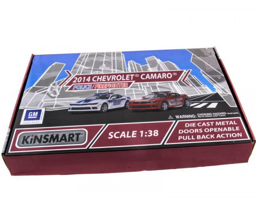 Машина Kinsmart 1:38 Chevrolet Camaro 2014 (Police/Fire) инерция (1/12шт.) б/к