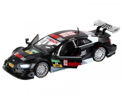 Машина АВТОПАНОРАМА Audi RS 5 DTM, черный матовый, 1/32, свет, звук, инерция, в/к 17,5*13,5*9 см