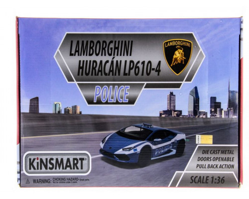 Машина Kinsmart Lamborghini Huracan (Police) инерция (1/12шт.) 1:36 б/к