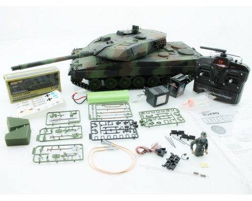 Р/У танк Taigen 1/16 Leopard 2 A6 (Германия) (для ИК танк. боя) САМО 2.4G RTR, деревянная коробка