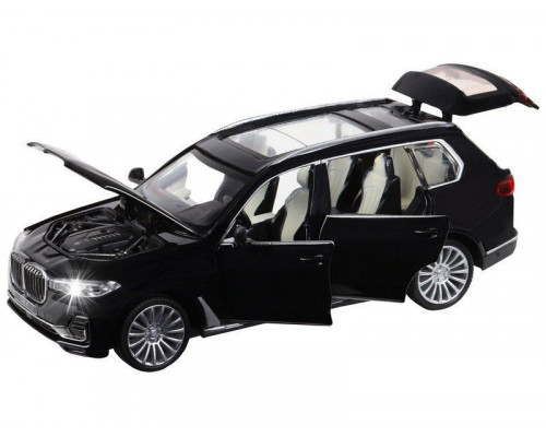 Машина АВТОПАНОРАМА BMW X7, черный, 1/32, свет, звук, инерция, в/к 17,5*13,5*9 см