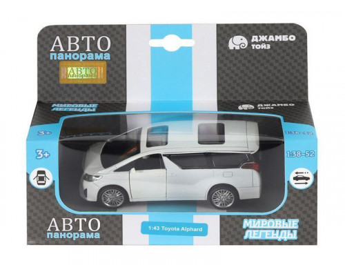 Машина АВТОПАНОРАМА Toyota Alphard, белый, 1/43, инерция, откр. двери, в/к 17,5*12,5*6,5 см