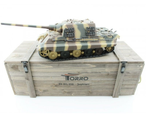 Р/У танк Torro Jagdtiger (Metal Edition) 1/16 2.4G, ВВ-пушка, деревянная коробка