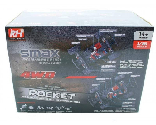 Радиоуправляемый шорт-корс Remo Hobby Rocket Brushless (красный) 4WD 2.4G 1/16 RTR