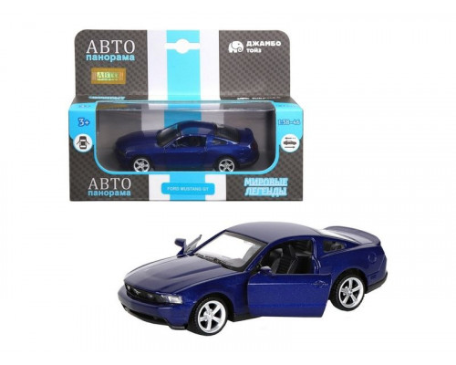 Машина АВТОПАНОРАМА Ford Mustang GT, синий, 1/43, инерция, откр. двери, в/к 17,5*12,5*6,5 см