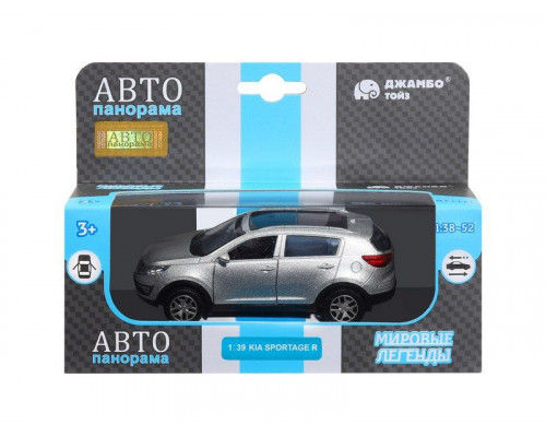 Машина АВТОПАНОРАМА KIA SPORTAGE R, серебряный, 1/39, инерция, в/к 17,5*12,5*6,5 см