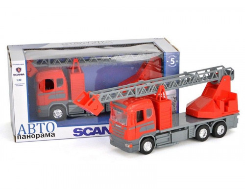 Машина АВТОПАНОРАМА SCANIA (пожарная) 1/40 инерц., в/к 28*14*12