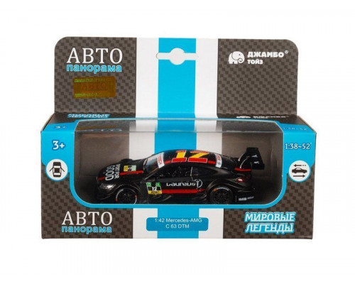 Машина АВТОПАНОРАМА Mercedes-AMG C 63 DTM, черный, 1/42, инерция, откр двери, в/к 17,5*12,5*6,5