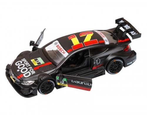 Машина АВТОПАНОРАМА Mercedes-AMG C 63 DTM, черный, 1/42, инерция, откр двери, в/к 17,5*12,5*6,5