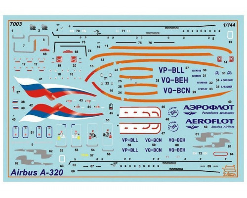 Сборная модель ZVEZDA Гражданский авиалайнер Аэробус А-320, подарочный набор, 1/144