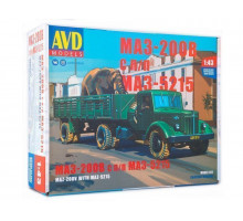 Сборная модель AVD МАЗ-200В с полуприцепом МАЗ-5215, 1/43