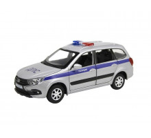 Машина "АВТОПАНОРАМА" LADA GRANTA CROSS "Полиция", серебро, 1/24, свет, звук, в/к 24,5*12,5*10,5 см