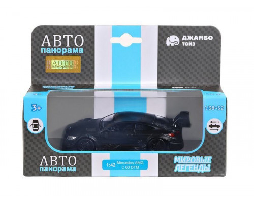 Машина АВТОПАНОРАМА Mercedes-AMG C 63 DTM, черный матовый, 1/43, инерция, в/к 17,5*12,5*6,5 см