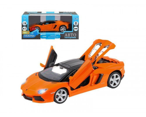 Машина АВТОПАНОРАМА Lamborghini Aventador Roadster, оранжевый, 1/24, в/к 24,5*12,5*10,5 см