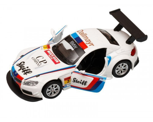 Машина АВТОПАНОРАМА BMW Z4 GT3, 1/38, белый, инерция, откр. двери, в/к 17,5*12,5*6,5 см