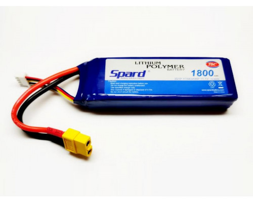 Аккумулятор Li-Po Spard 1800mAh, 11,1V, 75C, XT60