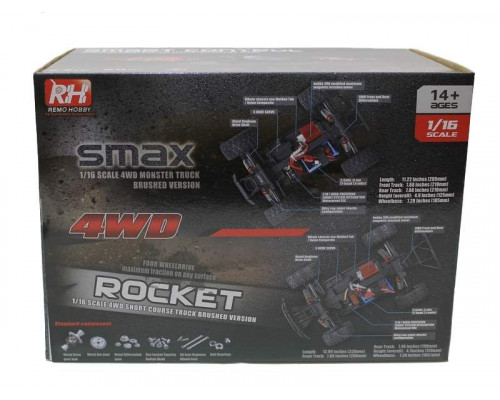 Радиоуправляемый шорт-корс Remo Hobby Rocket UPGRADE (красный) 4WD 2.4G 1/16 RTR