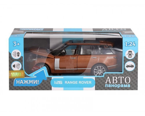 Машина АВТОПАНОРАМА Range Rover, оранжевый, 1/26, свет, звук, в/к 24,5*12,5*10,5 см