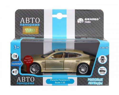 Машина АВТОПАНОРАМА Porsche Panamera S, золотой, 1/32, свет, звук, инерция, в/к 17,5*13,5*9 см