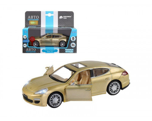 Машина АВТОПАНОРАМА Porsche Panamera S, золотой, 1/32, свет, звук, инерция, в/к 17,5*13,5*9 см