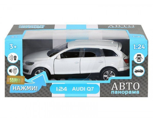 Машина АВТОПАНОРАМА Audi Q7, белый, 1/24, свет, звук, в/к 24,5*12,5*10,5 см