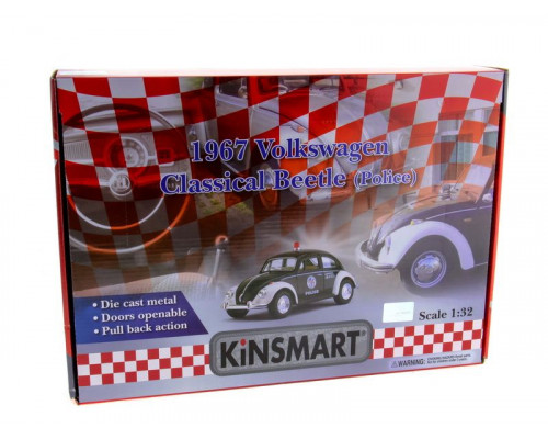 Машина Kinsmart  Volkswagen Classical Beetle (Police) инерция (1/12шт.) 1:32 б/к