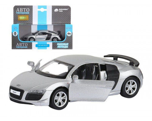 Машина АВТОПАНОРАМА Audi R8 GT, серебро, 1/43, инерция, в/к 17,5*12,5*6,5 см