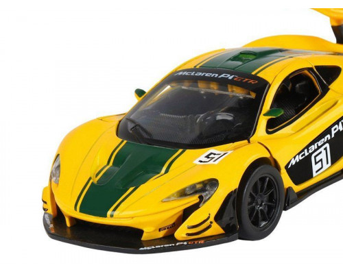 Машина АВТОПАНОРАМА Mclaren P1™ GTR, желтый, 1/32, свет, звук, инерция, в/к 17,5*12,5*6,5 см