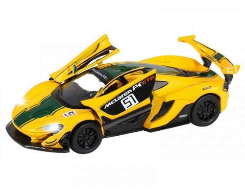 Машина АВТОПАНОРАМА Mclaren P1™ GTR, желтый, 1/32, свет, звук, инерция, в/к 17,5*12,5*6,5 см