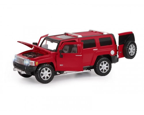 Машина АВТОПАНОРАМА Hummer H3, красный, 1/24, свет, звук, в/к 24,5*12,5*10,5 см